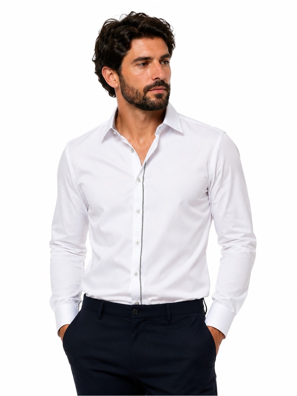 💗5 for $25💗 SHEIN White Men's Dress Shirt with Contrast Placket